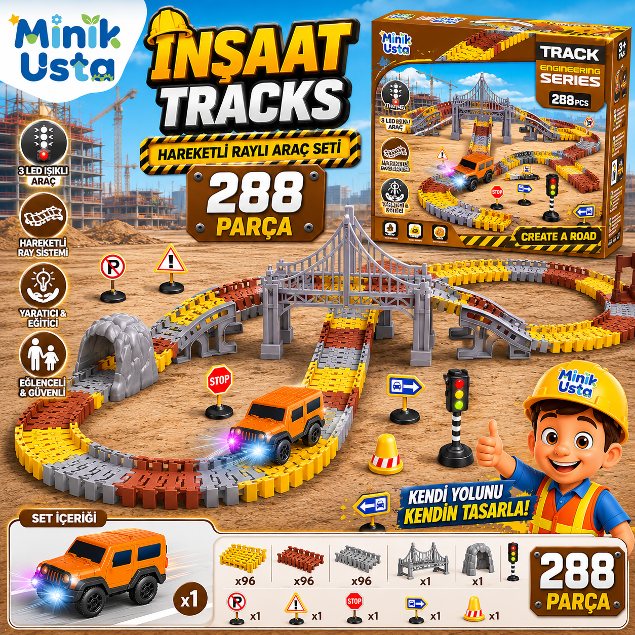 İnşaat Temalı Magic Tracks 288 Parça Full Set